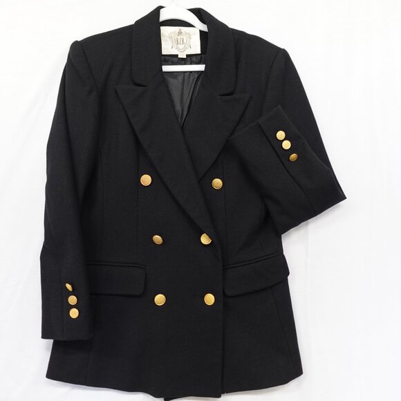 RZR Weather Wise Blazer Womens 5/6 Small 100% Wool Black Jacket Gold Demure - Picture 1 of 15